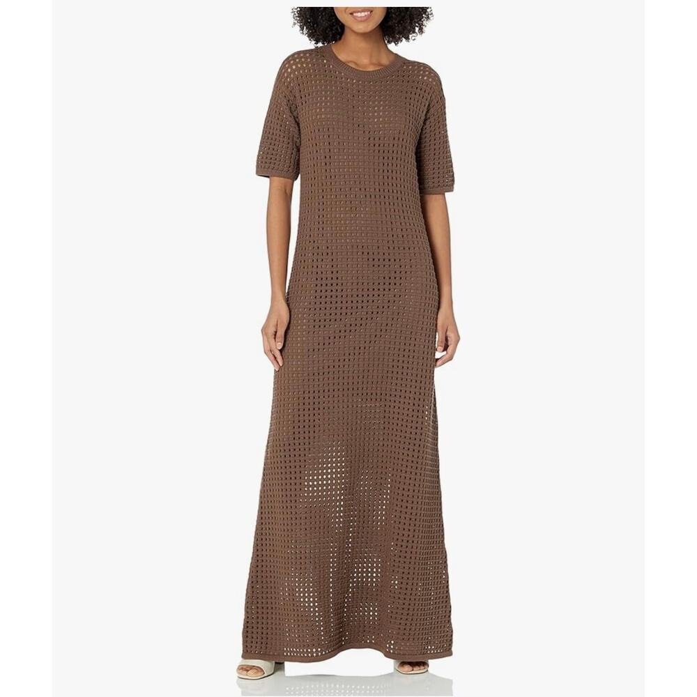 The Drop Women's Miles Short Sleeve Crochet Maxi Dress size Small